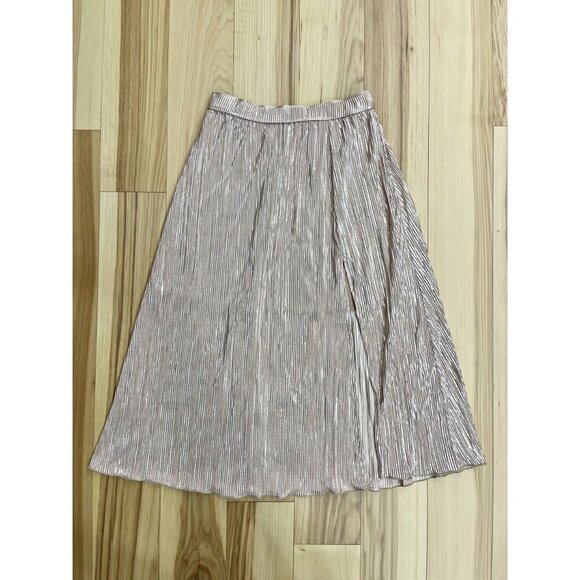 Abercrombie & Fitch NWT Gold Textured Midi Skirt XS Front Slit NEW - Picture 2 of 4